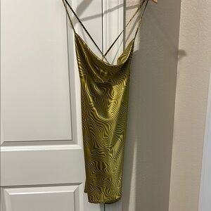 H&M Yellow Green Slip Dress Spaghetti Strap Cocktail